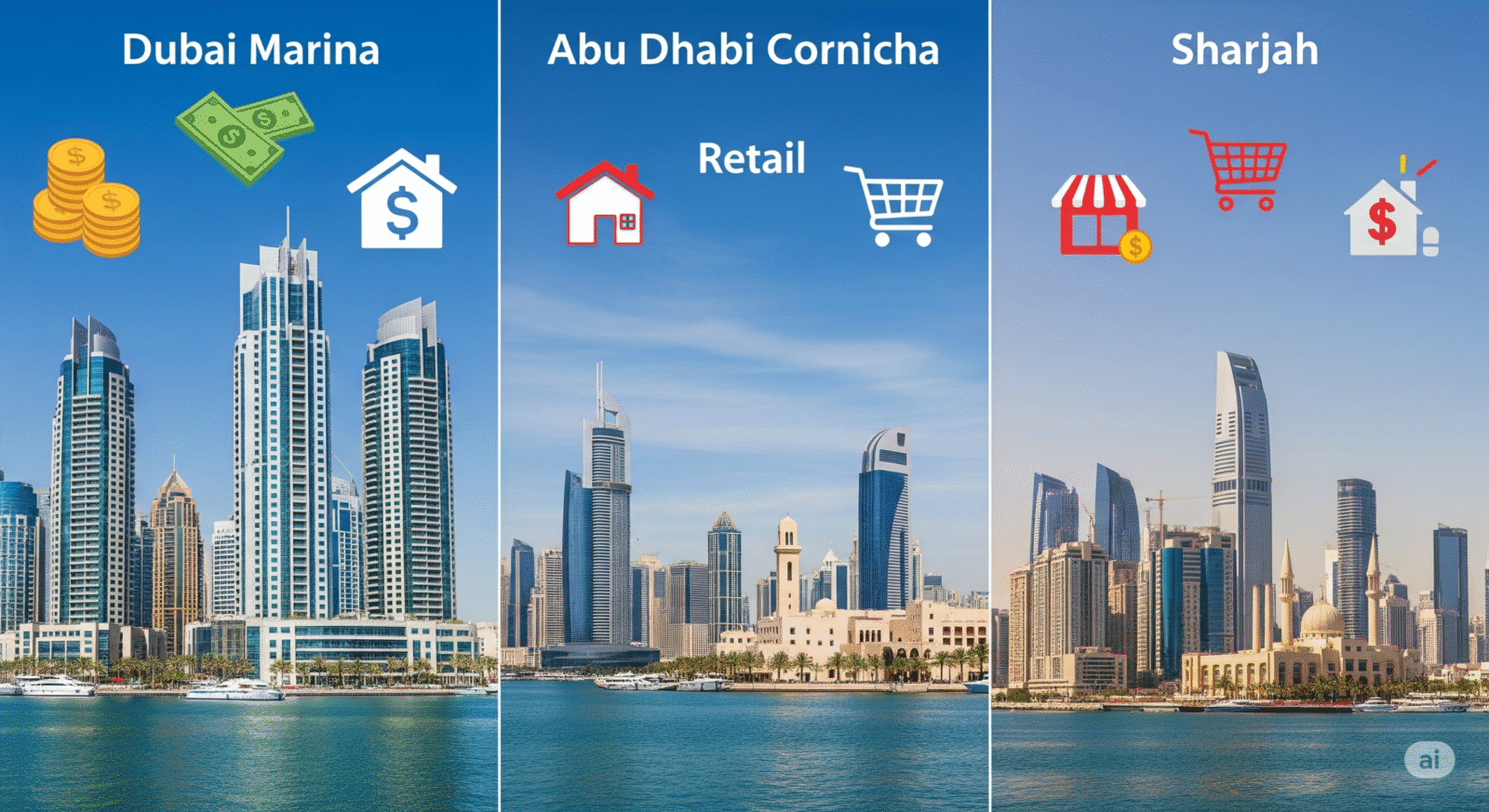 "Cost of Living in the UAE – Dubai Marina showing luxury apartments, real estate costs, and lifestyle expenses with modern skyscrapers in the background."